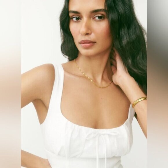 NEW Reformation Balia Linen Sleeveless Midi Dress in White | US 6 UK 10 - Picture 2 of 14